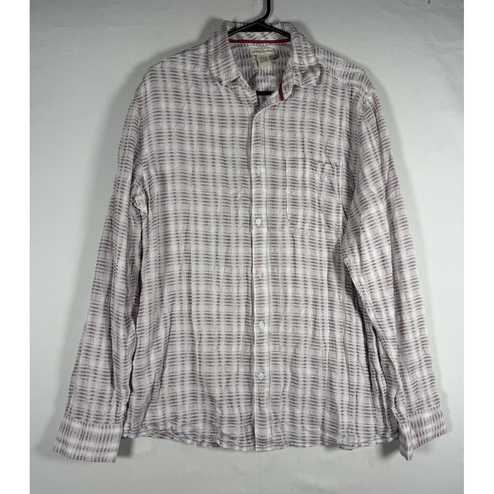 EUC Carbon 2 Cobalt Shirt Mens Medium 100% Linen Lightweight Weave Textured L/S